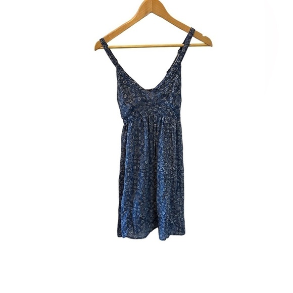 HOLLISTER Blue Floral Print Spaghetti Strap Mini Short Dress S - Picture 1 of 9